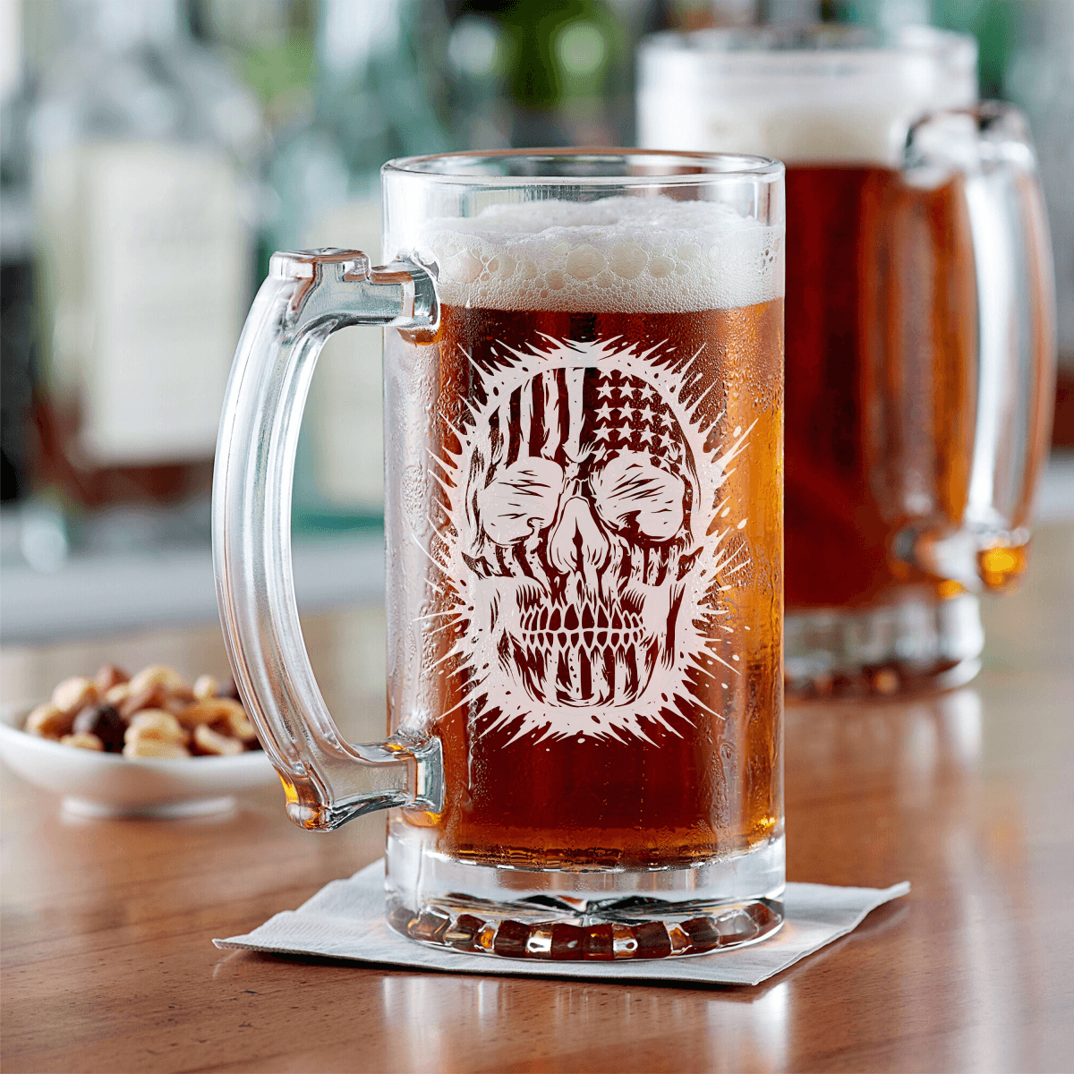 American Flag Skull Beer Mug Beer Mug - 25 oz