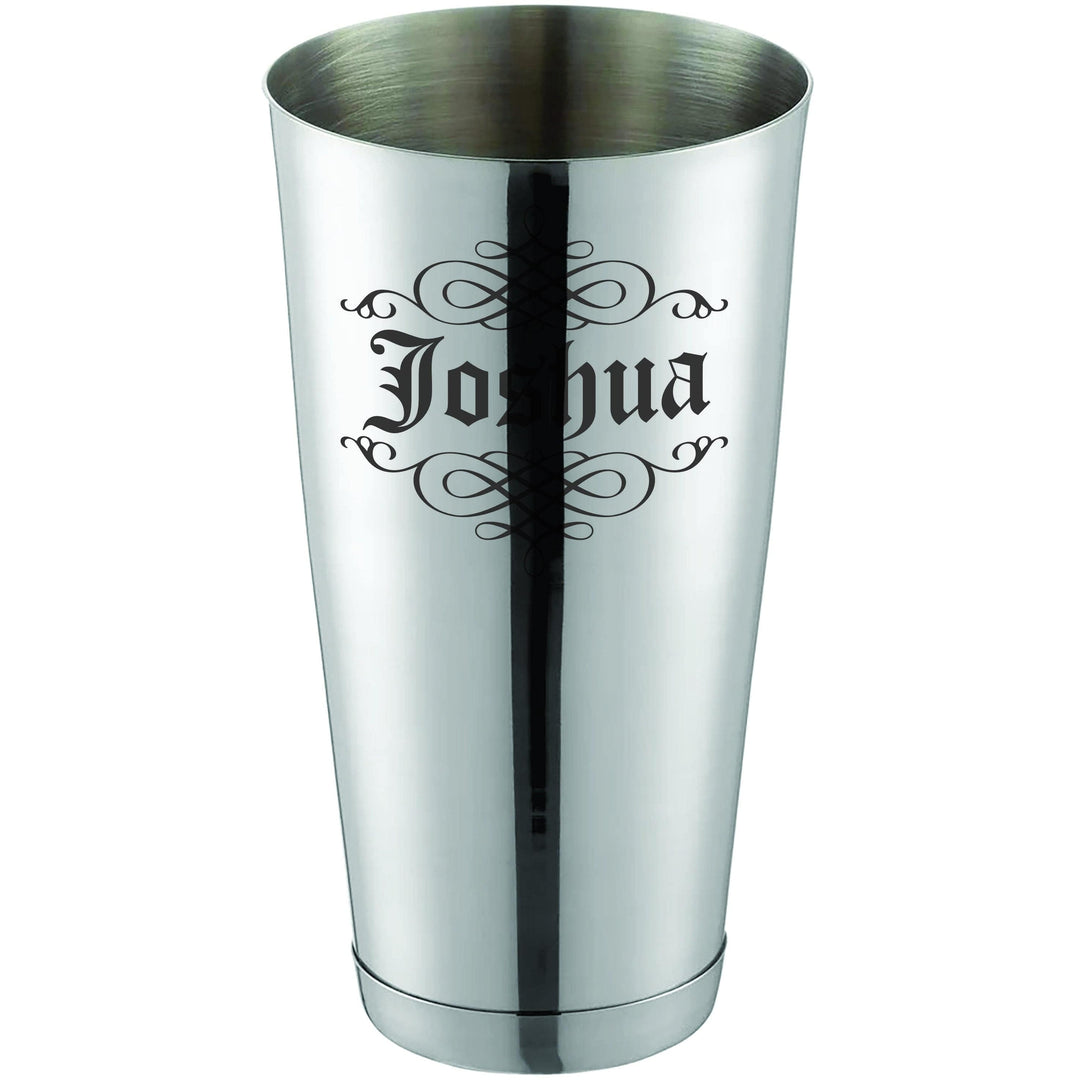 Boston Cocktail Shaker - 18oz or 28oz Stainless Silver Half Size Cocktail Shaker Tin Laser Engraved with Name or Logo