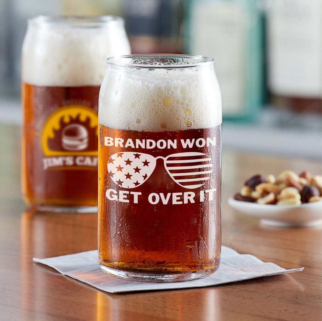 Brandon Won - Let's Go Brandon Engraved Glass Beer Can Glass