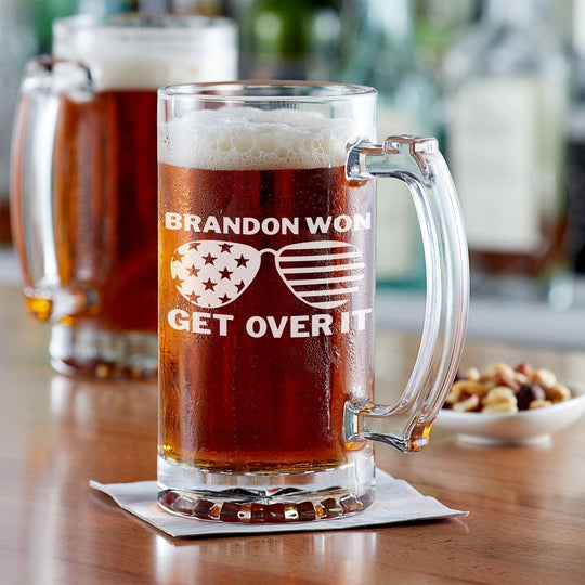 Brandon Won - Let's Go Brandon Engraved Glass Beer Mug - 25 oz