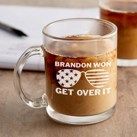Brandon Won - Let's Go Brandon Engraved Glass Coffee Mug - 12 oz