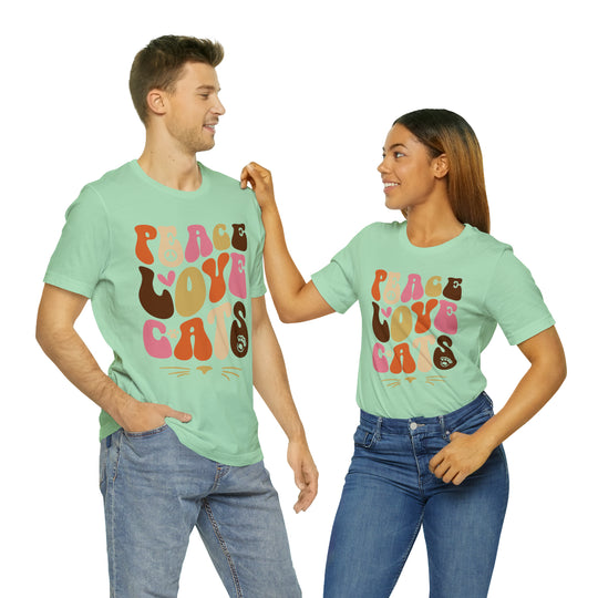 T-shirt pour amoureux des chats avec "Paix, Amour, Chats"