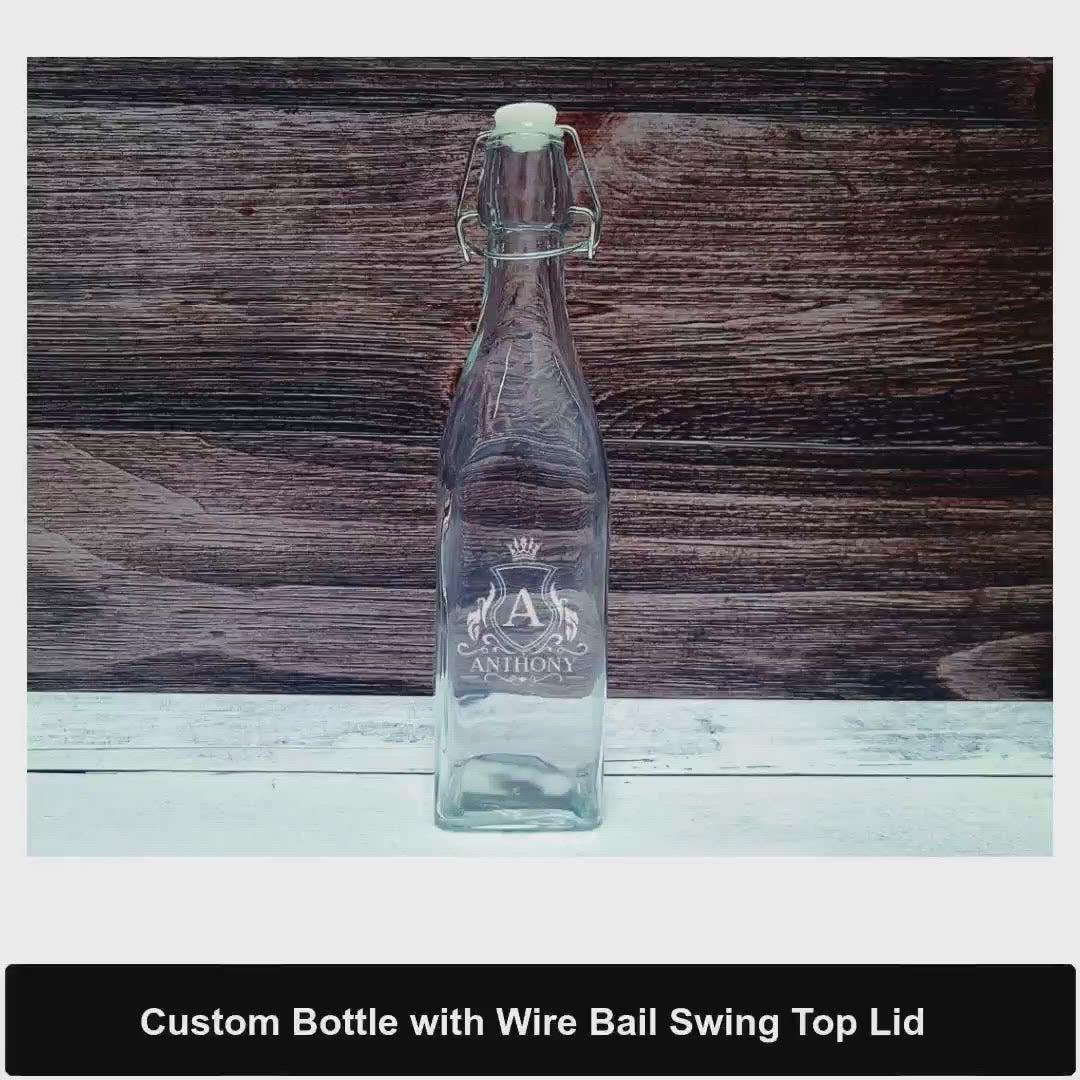 Custom Bottle with Wire Bail Swing Top Lid by@Vidoo