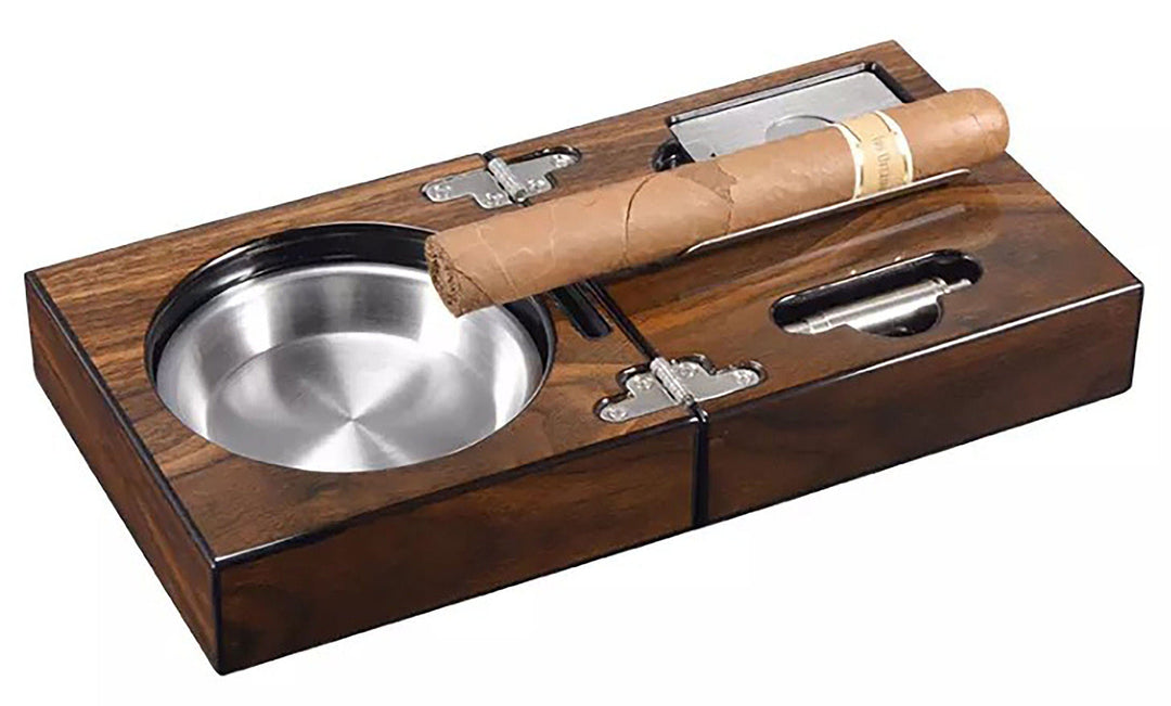 Cigar Ashtray - Custom gold-leaf engraved folding ashtray.