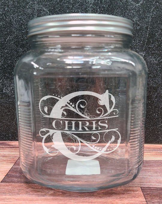 Custom Cracker Jar with Lid - Personalized Half-Gallon Glass for Coffee Storage, Pet Dog Treats, Cookie Jar, Snacks