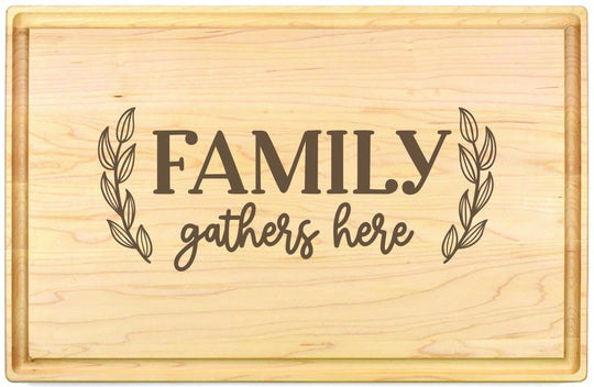 Custom Engraved Maple Wooden Cutting Board Family