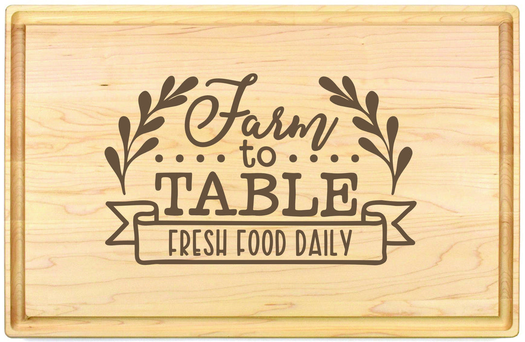 Custom Engraved Maple Wooden Cutting Board Farm to Table