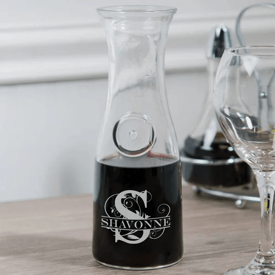 Custom Glass Carafe - Engraved 17 oz Wine Carafe