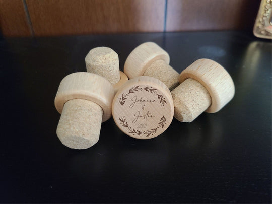 Custom Wine Stoppers Pack of 10 - Cork and Wood