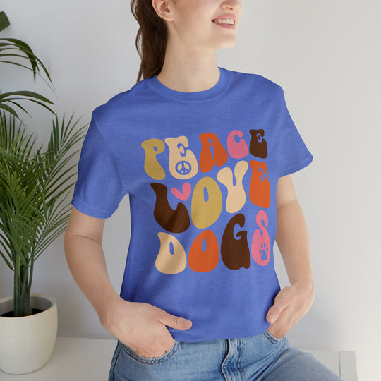 T-shirt pour amoureux des chiens avec « Paix, Amour, Chiens »