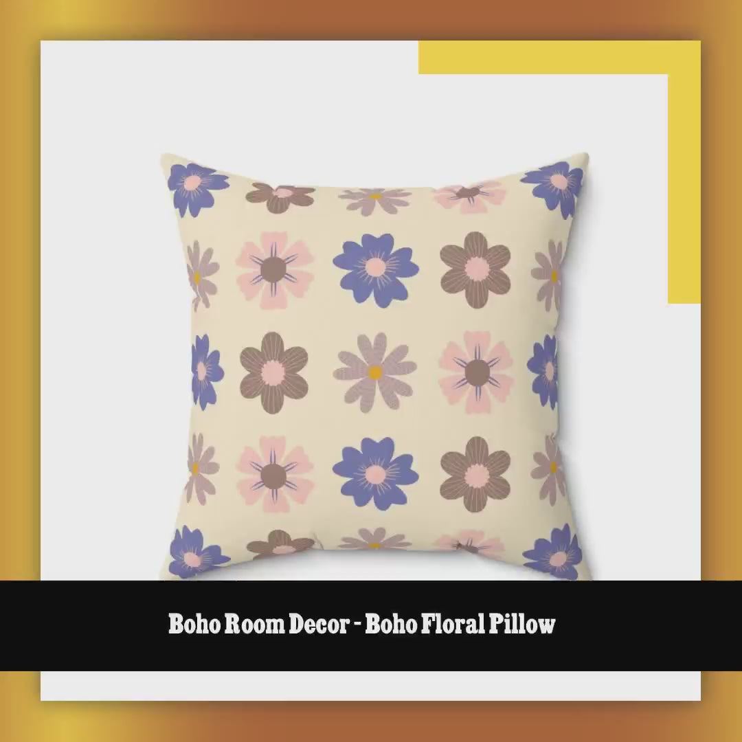 Boho Room Decor - Boho Floral Pillow by@Outfy