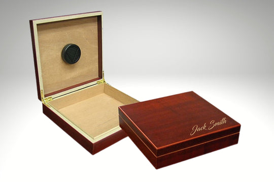 Engraved Cigar Humidor Box Cherry