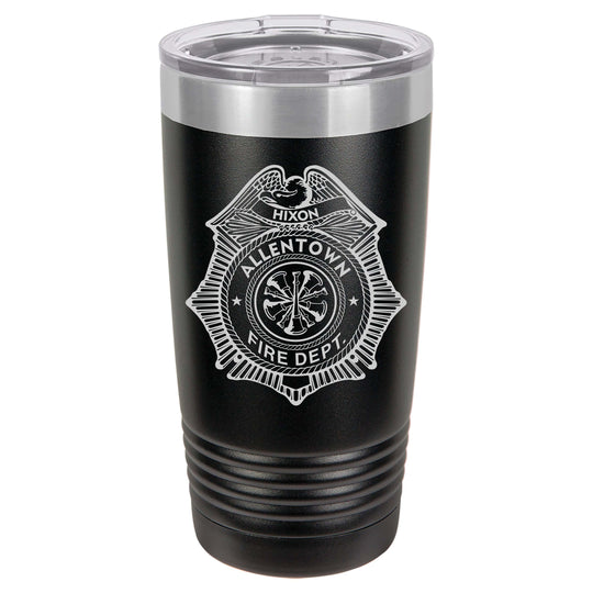 Firefighter Badge Gift - 12oz 15oz or 20oz Insulated Tumbler - Personalized Engraved with Custom Fireman Badge Gift
