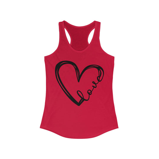 Heart Love Tank Tops for Women Solid Red / S