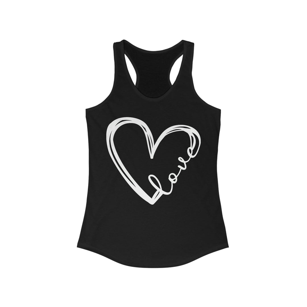 Heart Tank Tops for Women - Shirts with Heart Design Valentine's Day Gift XS / Solid Black