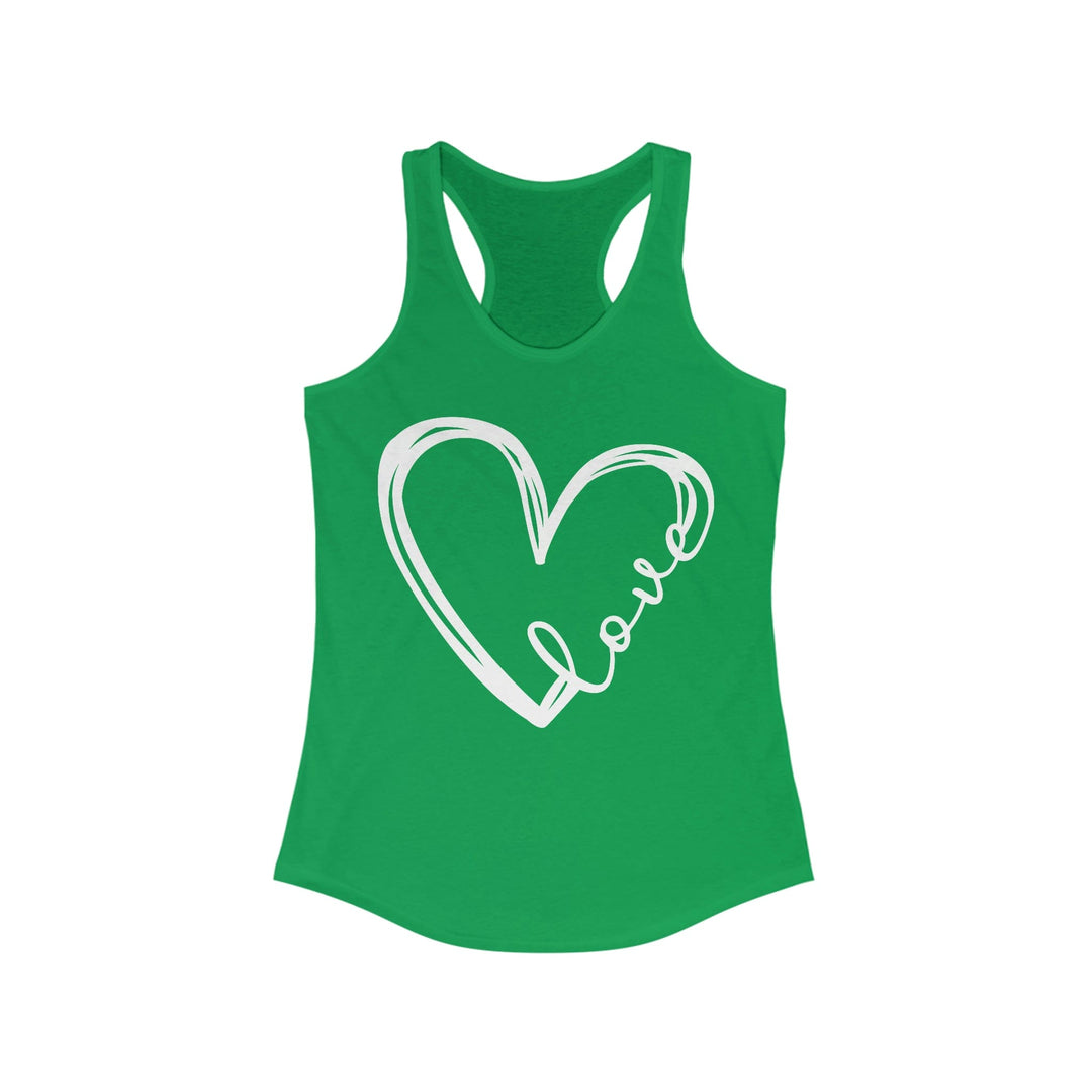 Heart Tank Tops for Women - Shirts with Heart Design Valentine's Day Gift XS / Solid Kelly Green