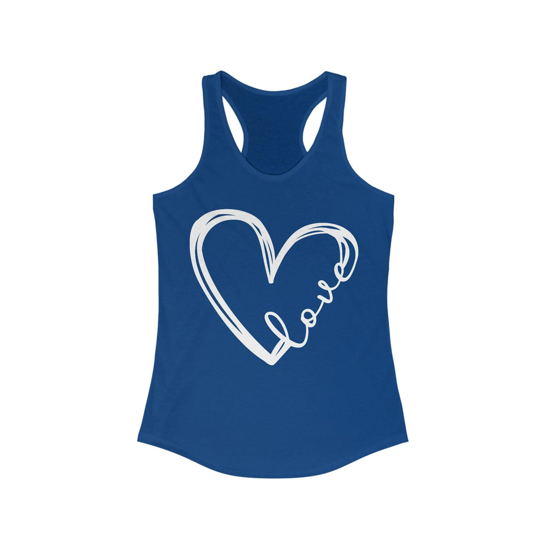 Heart Tank Tops for Women - Shirts with Heart Design Valentine's Day Gift XS / Solid Royal