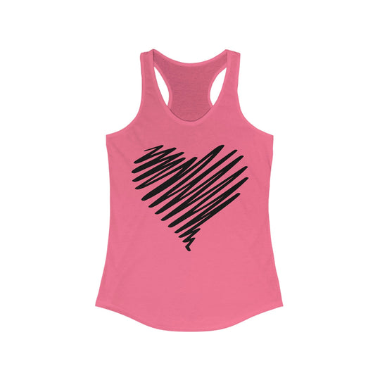 Heart Tank Tops for Women XS / Solid Hot Pink