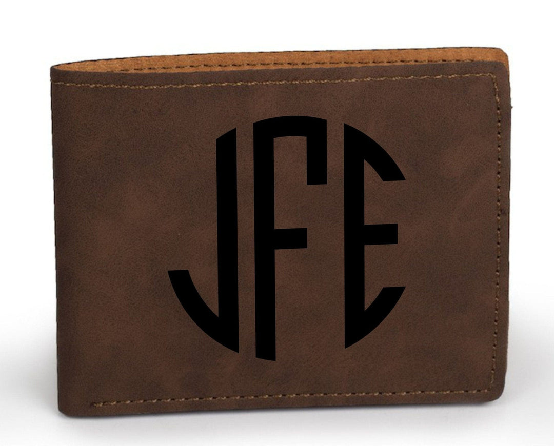 Leather Wallet for Men personalized with his name or initials. Bay Brown