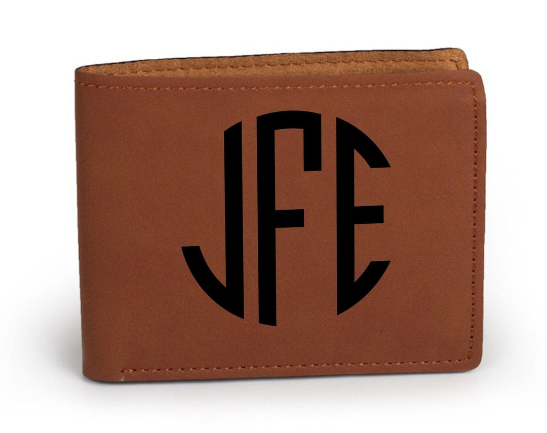 Leather Wallet for Men personalized with his name or initials. Chestnut