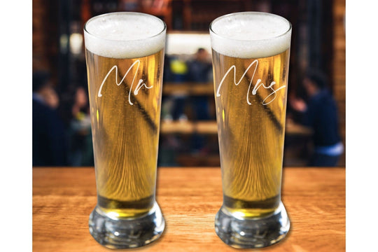 Mr and Mrs Glasses Pilsner Beer