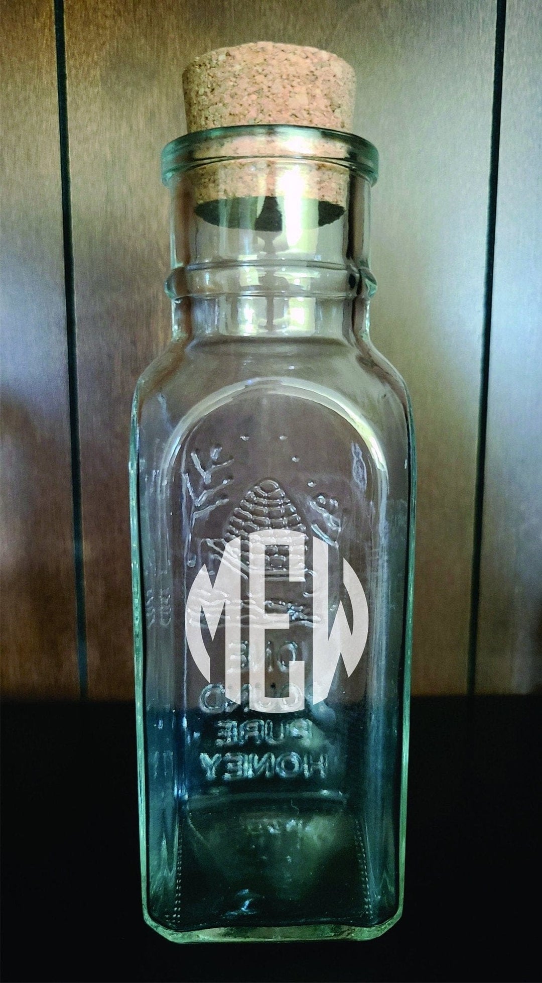 Muth Honey Jar Bottle with Cork Top Monogram