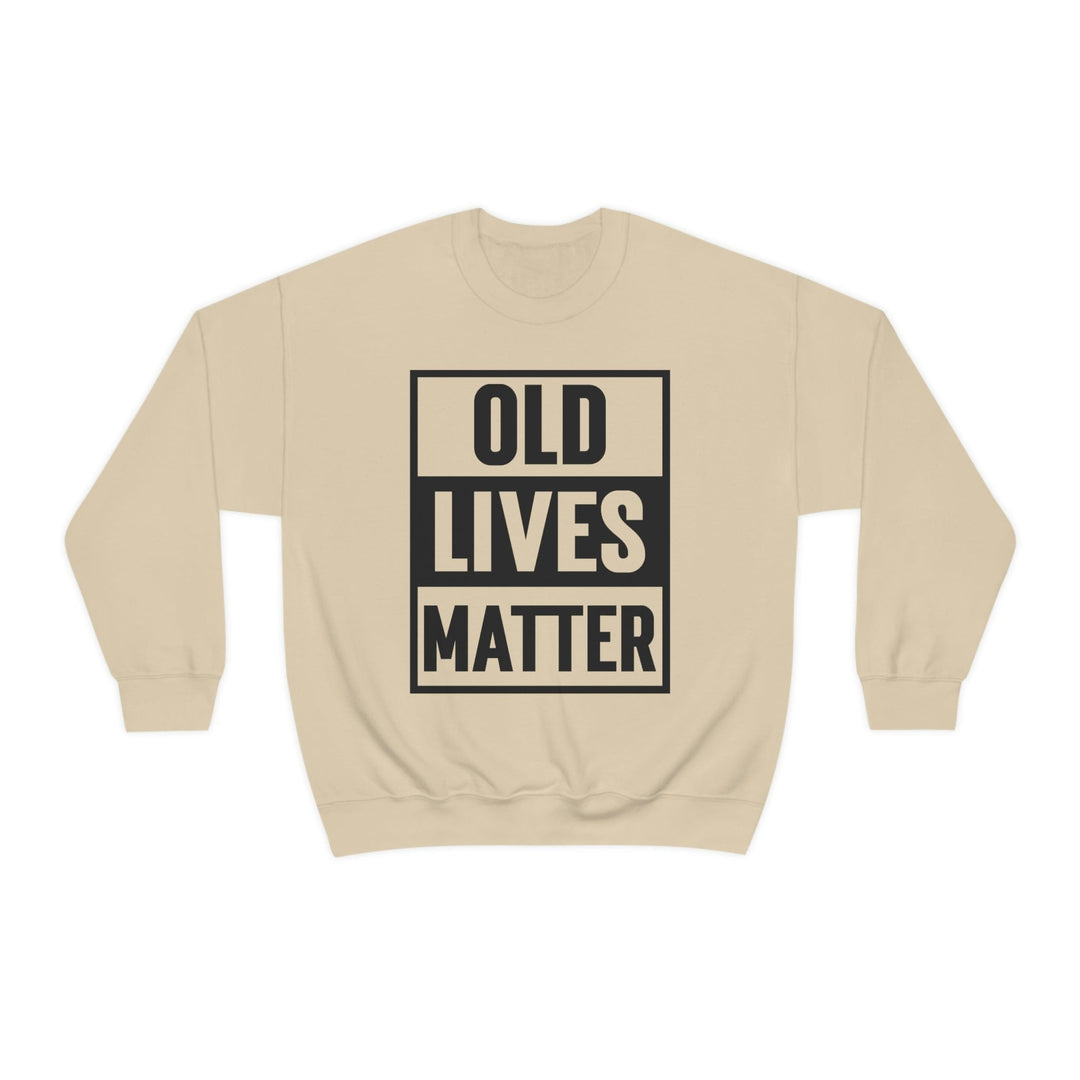 Old Lives Matter - Unisex Heavy Blend Crewneck Sweatshirt - Black Print S / Sand