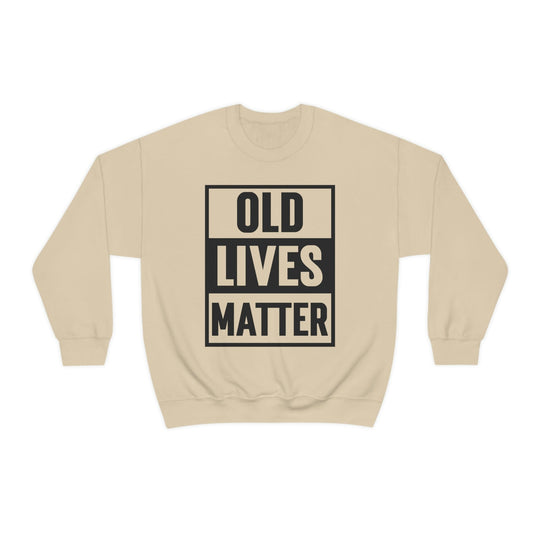 Old Lives Matter - Unisex Heavy Blend Crewneck Sweatshirt - Black Print S / Sand
