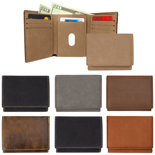 Personalized Trifold Leather Custom Wallet - Classic Monogram