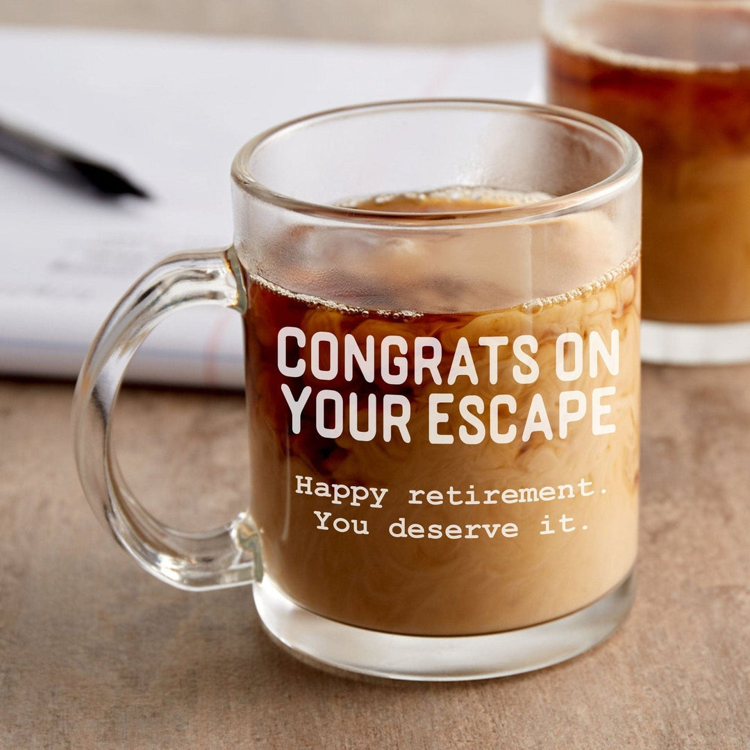 Retirement Gifts - Engraved Coffee Mug Congrats on Escape