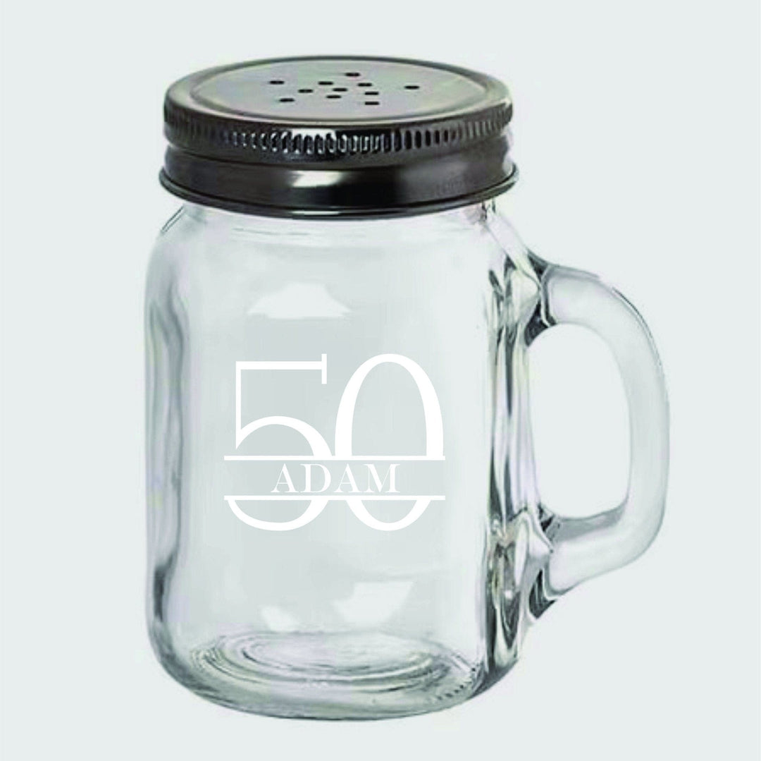Salt and Pepper Shaker Set - Mason Jars with Handle, Lid Birthday (See Notes)
