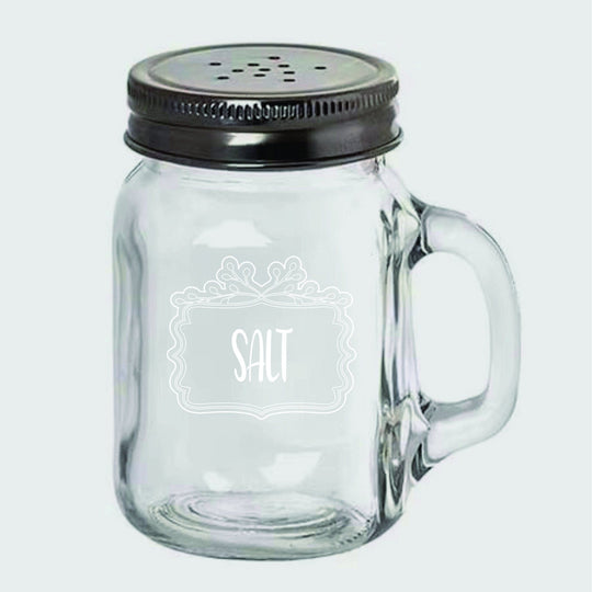 Salt and Pepper Shaker Set - Mason Jars with Handle, Lid Salt and Pepper