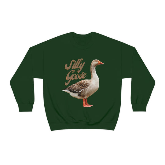 Silly Goose Sweatshirt - Unisex Heavy Blend Crewneck Sweatshirt with Silly Goose Shirt Print S / Forest Green