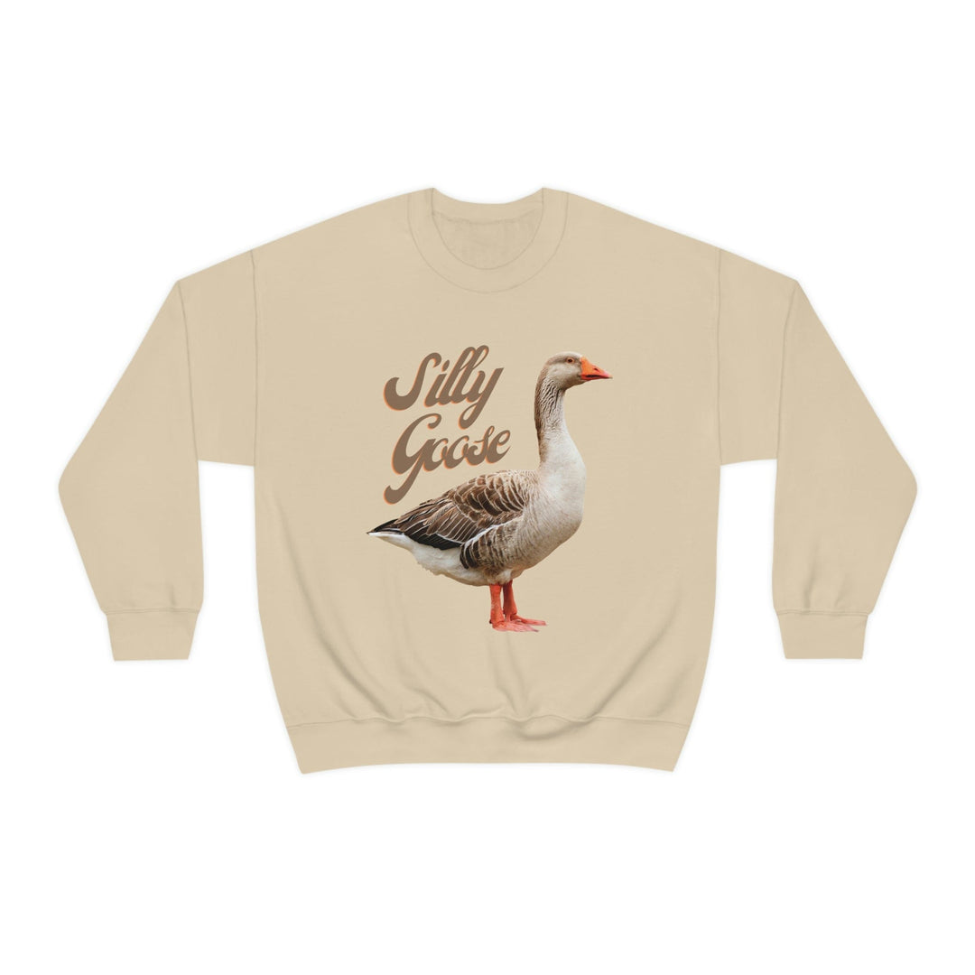 Silly Goose Sweatshirt - Unisex Heavy Blend Crewneck Sweatshirt with Silly Goose Shirt Print S / Sand