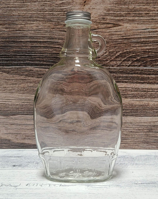 Syrup Bottle - Custom engraved 12oz glass syrup bottles with cap. None / Silver