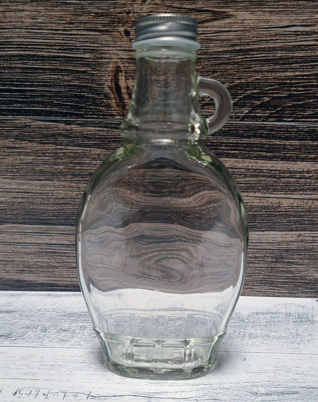 Syrup Bottle - Custom engraved 8oz glass syrup bottles with cap. None / Silver