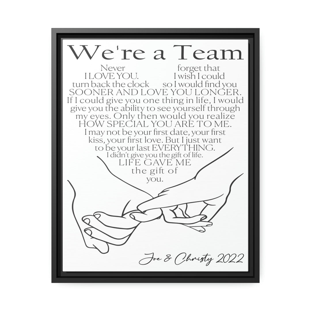 We're a Team Personalized Wall Print 16″ x 20″ (Vertical) / Black / 1.25"