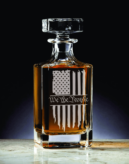 We the People Custom Engraved Decanter Distressed Across